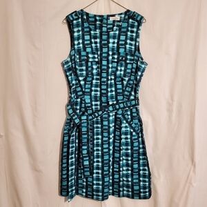 Calvin Klein Womens Aqua Blue Round Neck Sleeveless Fit & Flare Dress Size 12P